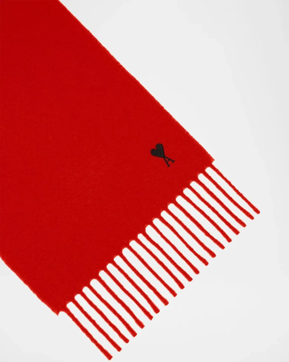 AMI PARIS Men's Ami De Coeur Embroidered Wool Scarf | Thumbnail 2 AMI PARIS Men's Ami De Coeur Embroidered Wool Scarf | Thumbnail 2