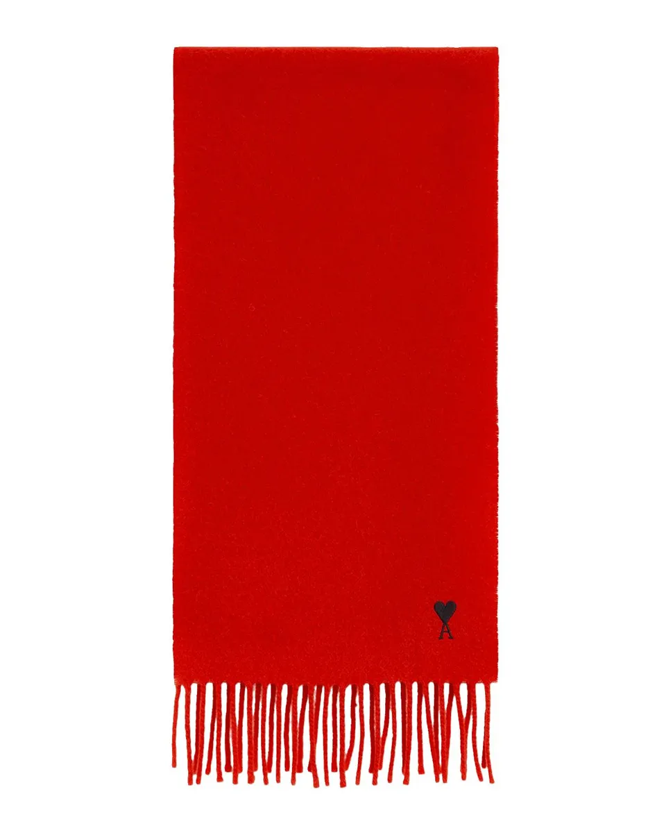 AMI PARIS Men's Ami De Coeur Embroidered Wool Scarf | Thumbnail 3 AMI PARIS Men's Ami De Coeur Embroidered Wool Scarf | Thumbnail 3