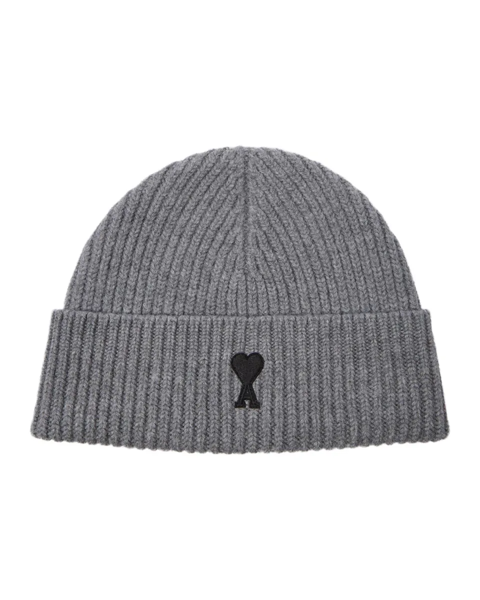 AMI PARIS Men's Wool Rib-Knit Ami De Coeur-Embroidered Beanie Hat | Thumbnail 3 AMI PARIS Men's Wool Rib-Knit Ami De Coeur-Embroidered Beanie Hat | Thumbnail 3
