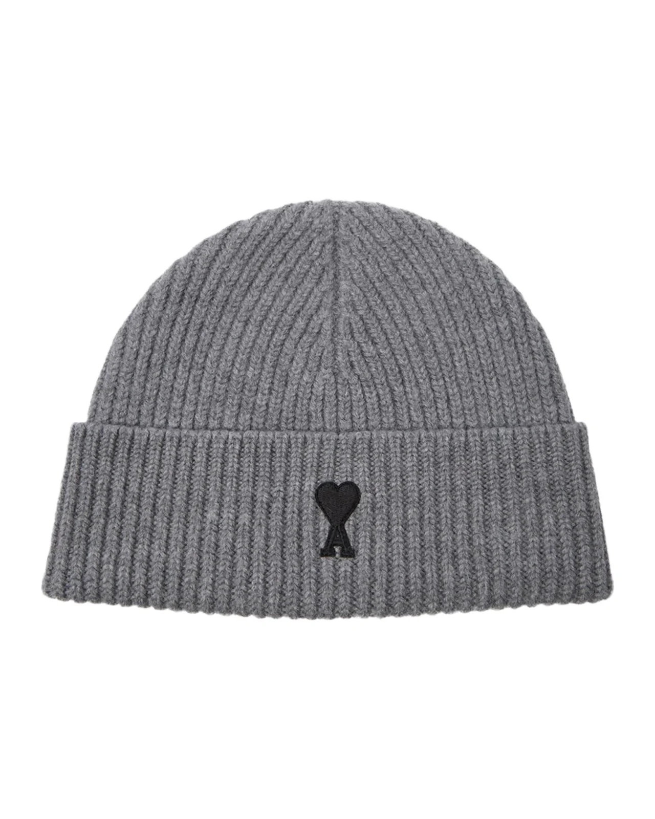 AMI PARIS Men's Wool Rib-Knit Ami De Coeur-Embroidered Beanie Hat