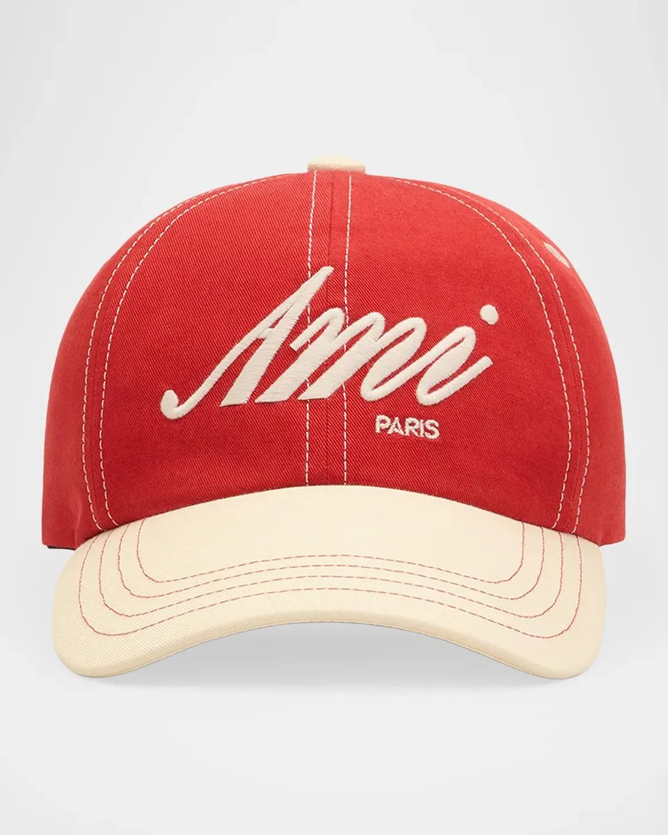 AMI PARIS Men's Embroidered Logo Bicolor Baseball Cap | Thumbnail 2 AMI PARIS Men's Embroidered Logo Bicolor Baseball Cap | Thumbnail 2