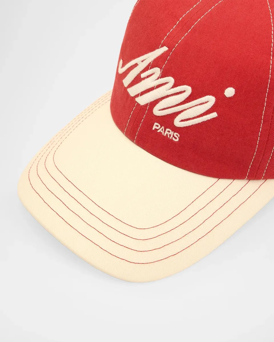 AMI PARIS Men's Embroidered Logo Bicolor Baseball Cap | Thumbnail 3 AMI PARIS Men's Embroidered Logo Bicolor Baseball Cap | Thumbnail 3