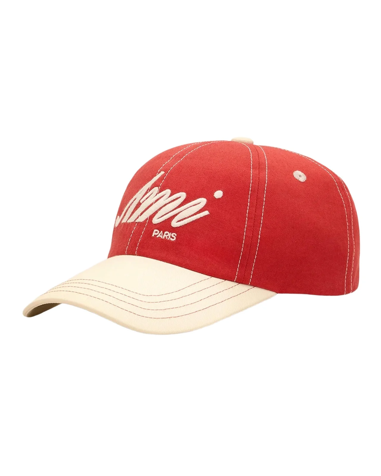 AMI PARIS Men's Embroidered Logo Bicolor Baseball Cap