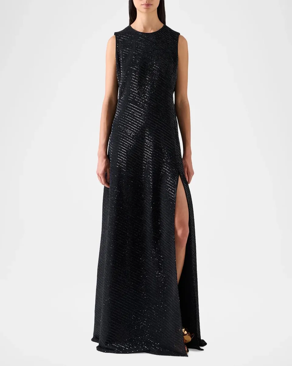 Akris Diagonal Sequins On Silk Georgette Gown | Thumbnail 2