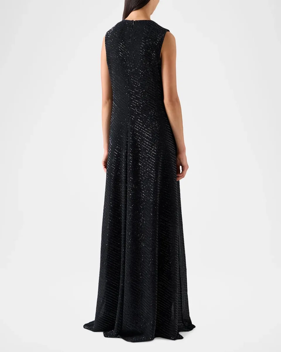 Akris Diagonal Sequins On Silk Georgette Gown | Thumbnail 3