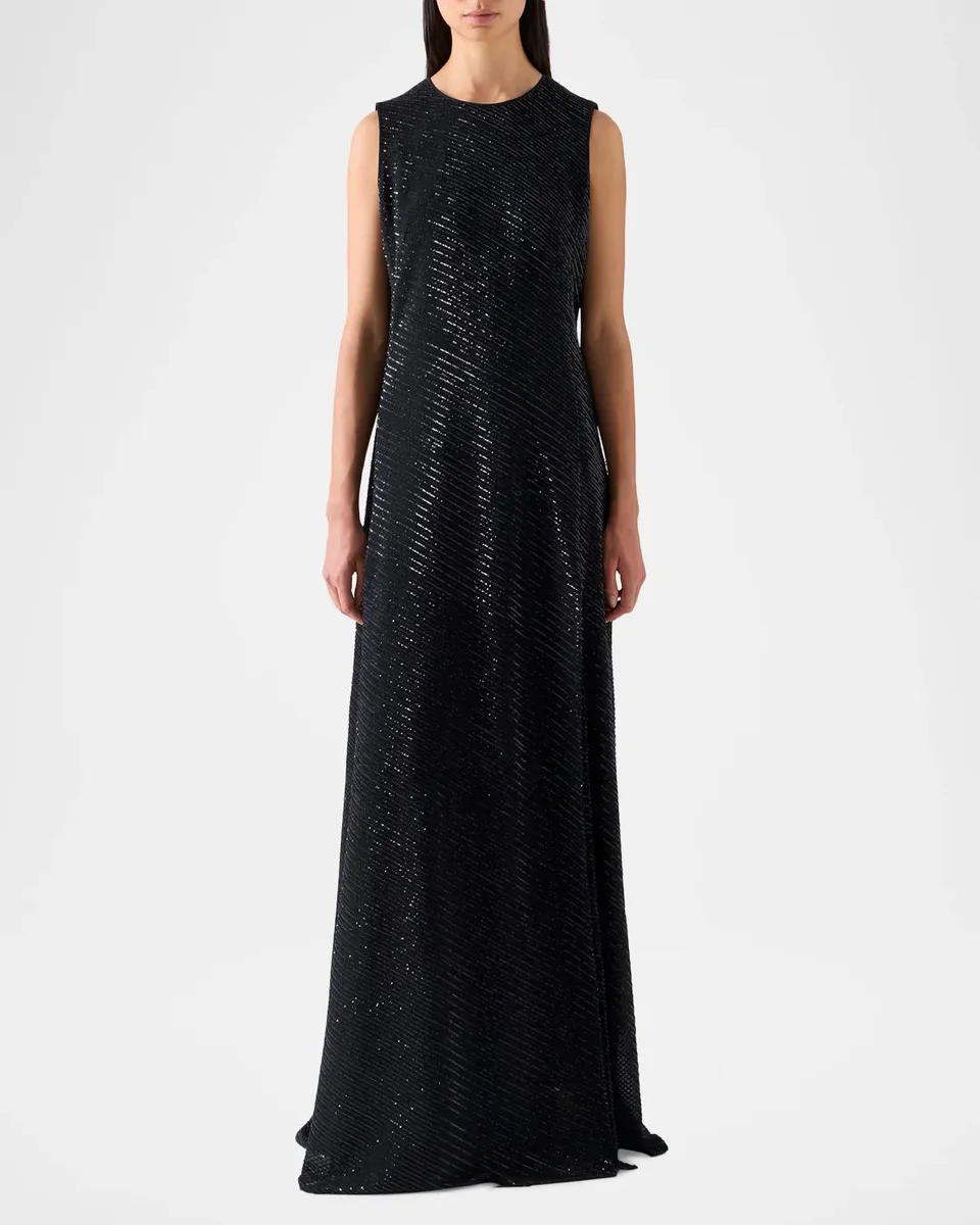 Akris Diagonal Sequins On Silk Georgette Gown | Thumbnail 4