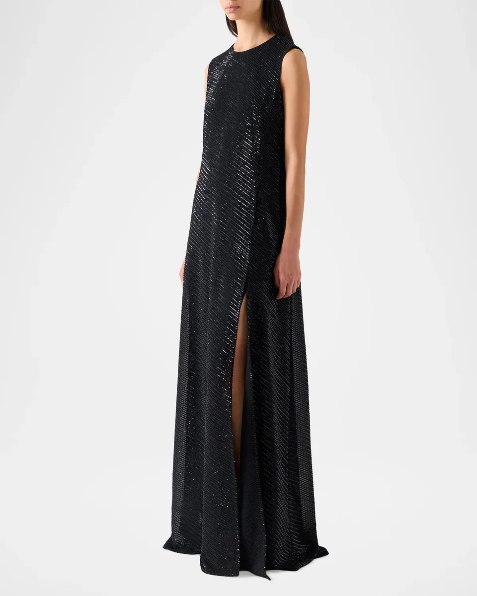 Akris Diagonal Sequins On Silk Georgette Gown | Thumbnail 6