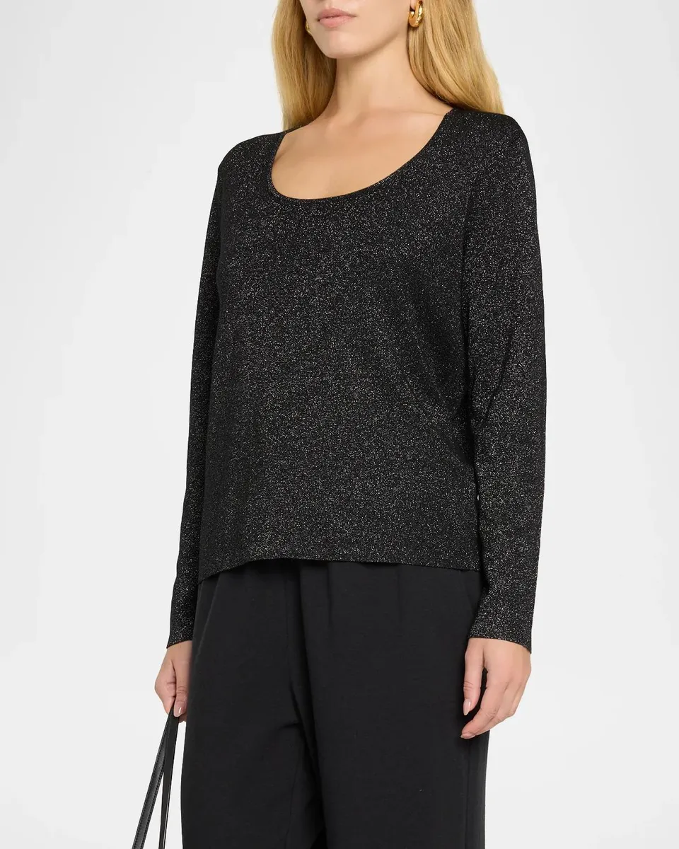 Eileen Fisher Scoop-Neck Metallic Wool Knit Sweater | Thumbnail 4 Eileen Fisher Scoop-Neck Metallic Wool Knit Sweater | Thumbnail 4