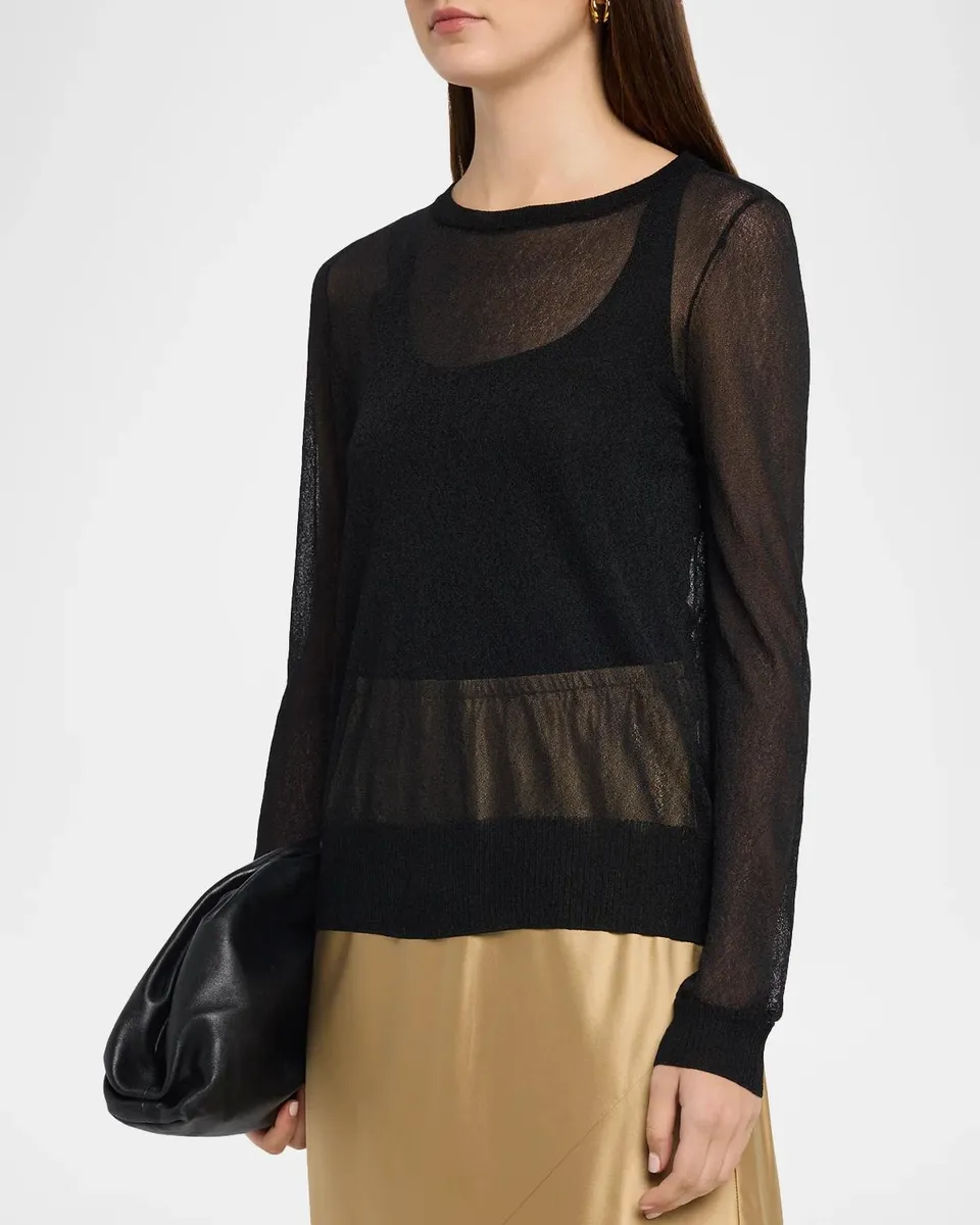 Eileen Fisher Crewneck Sheer Knit Sweater | Thumbnail 4
