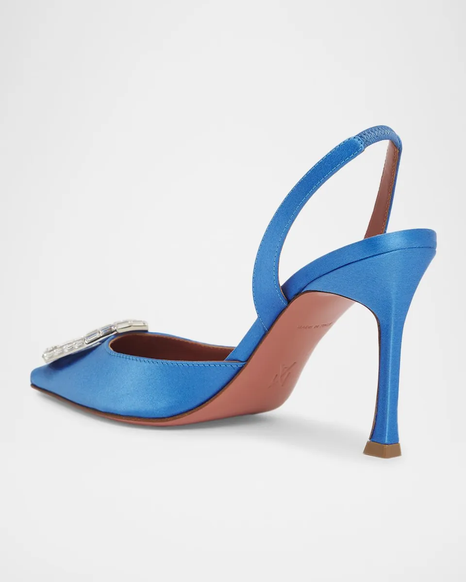 Amina Muaddi Camelia 90MM Leather Slingback Pumps | Thumbnail 2 Amina Muaddi Camelia 90MM Leather Slingback Pumps | Thumbnail 2