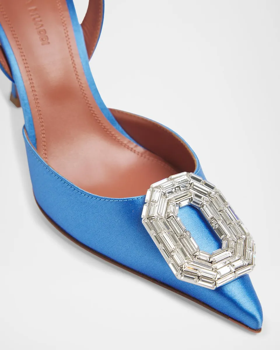 Amina Muaddi Camelia 90MM Leather Slingback Pumps | Thumbnail 3 Amina Muaddi Camelia 90MM Leather Slingback Pumps | Thumbnail 3