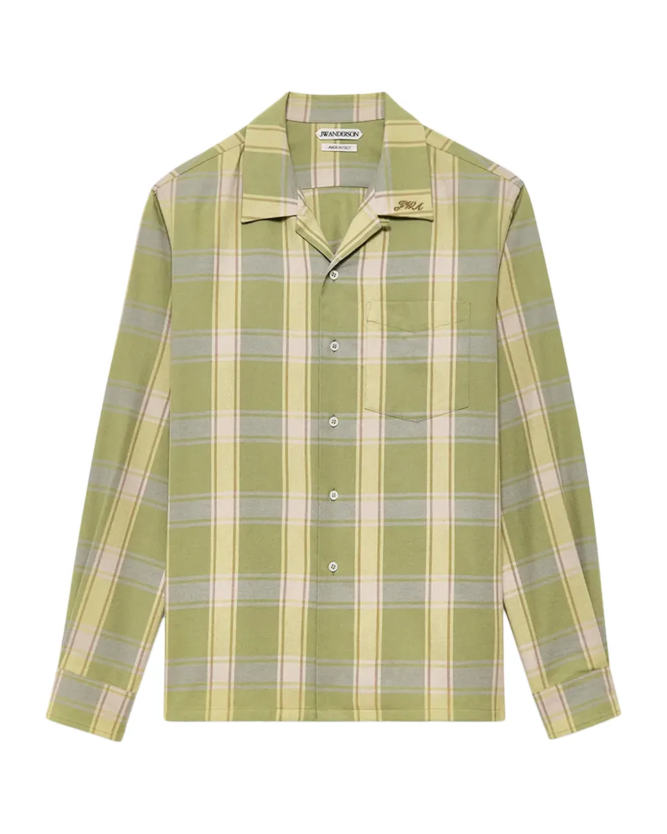 JW Anderson Men's Checked Cotton Camp-Collar Shirt | Thumbnail 2 JW Anderson Men's Checked Cotton Camp-Collar Shirt | Thumbnail 2