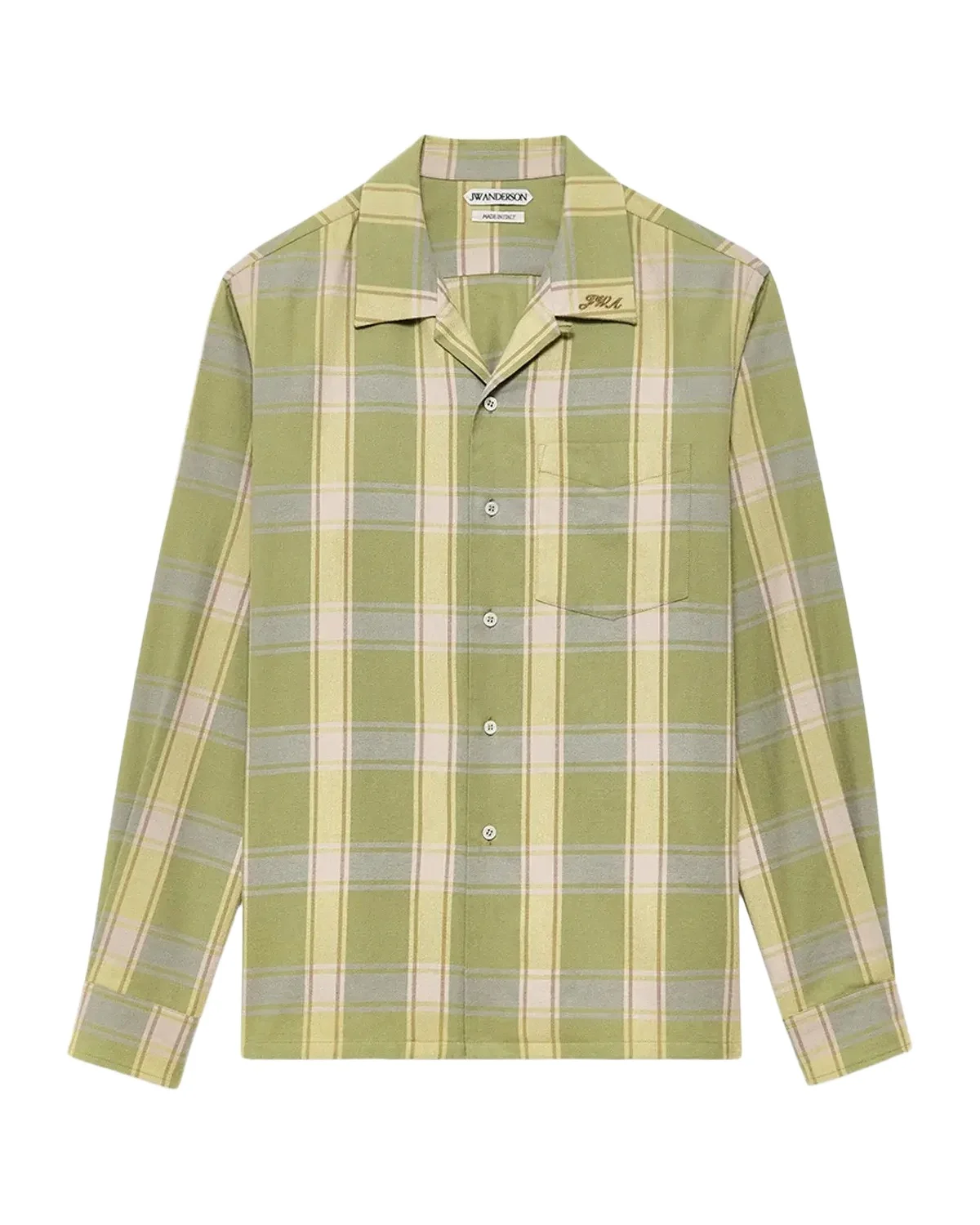 JW Anderson Men's Checked Cotton Camp-Collar Shirt