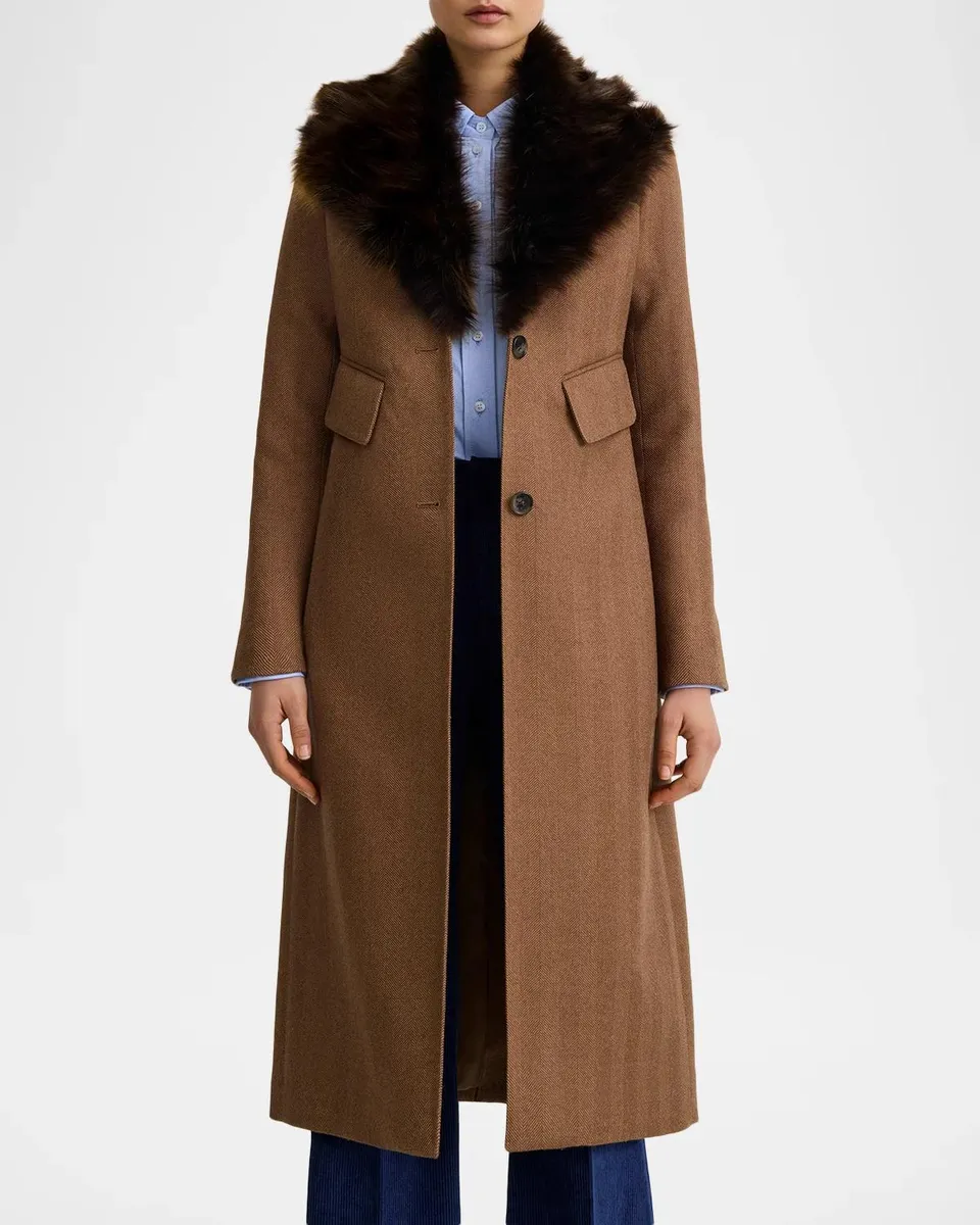 SMYTHE Brando Faux-Fur Collar Wool Coat | Thumbnail 4