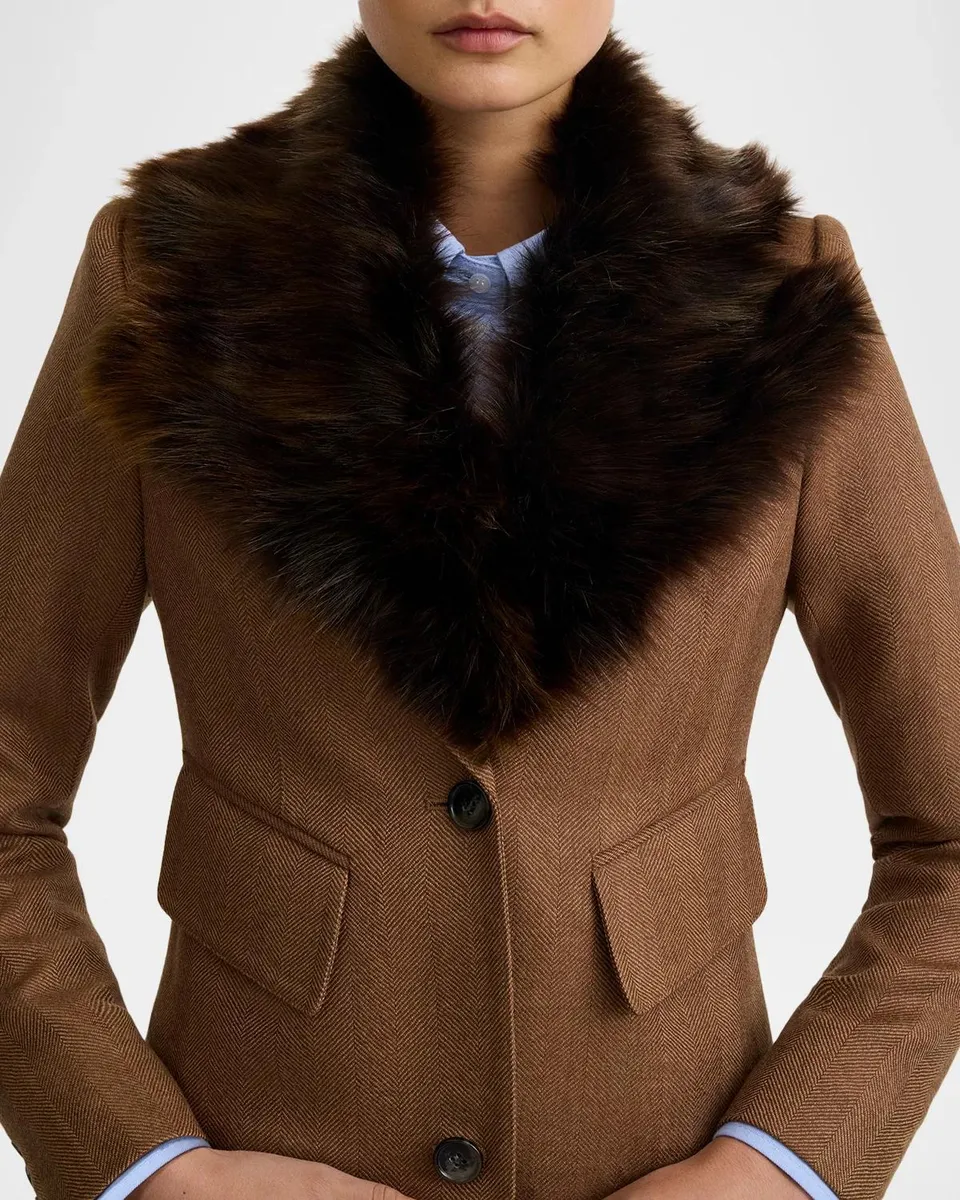SMYTHE Brando Faux-Fur Collar Wool Coat | Thumbnail 5