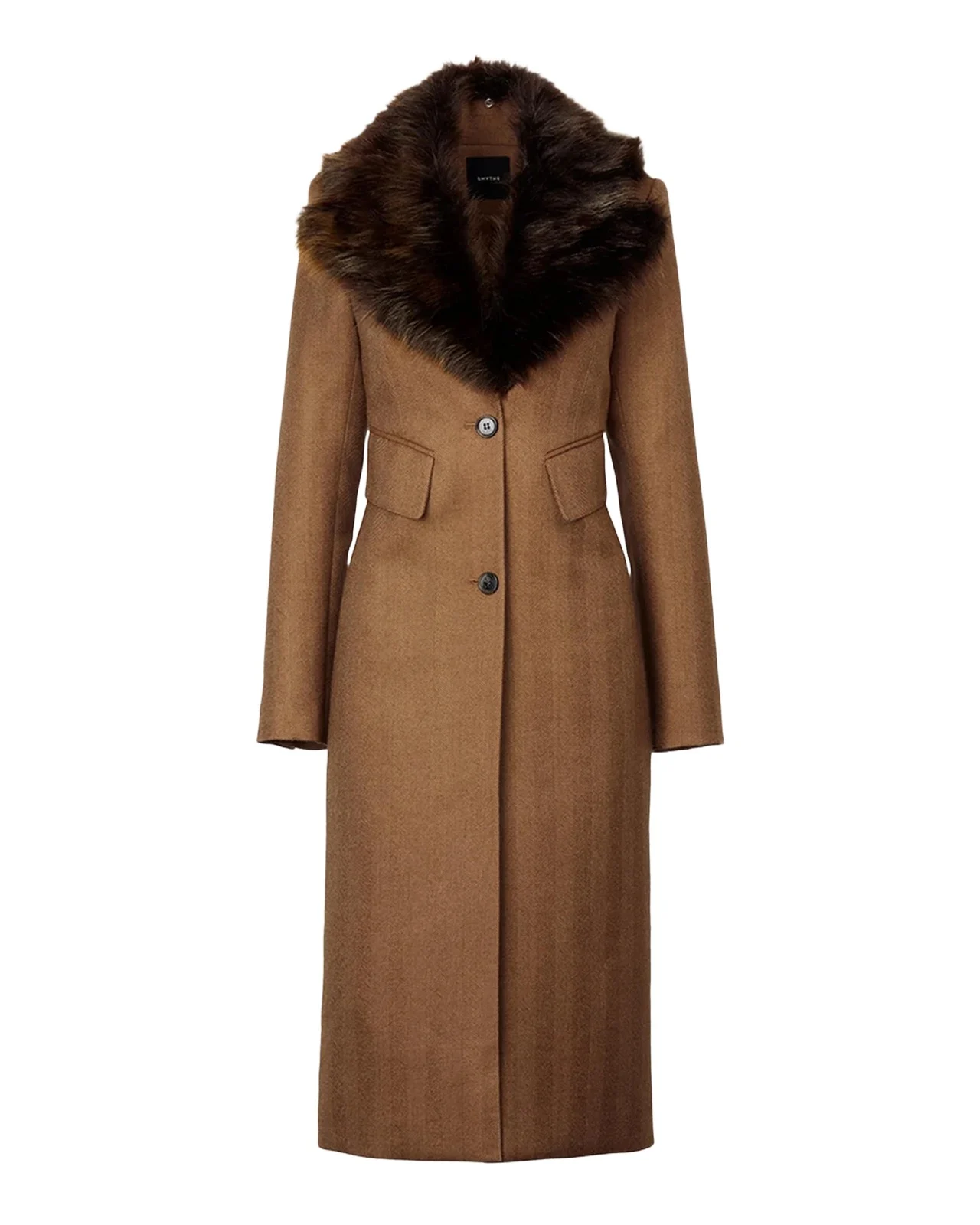 SMYTHE Brando Faux-Fur Collar Wool Coat