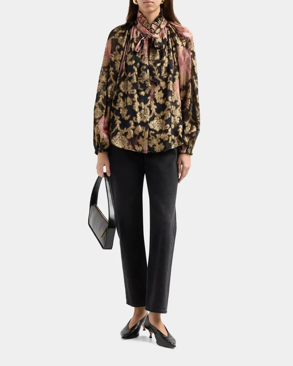 Ungaro Palmer Metallic Tie-Neck Blouse | Thumbnail 2 Ungaro Palmer Metallic Tie-Neck Blouse | Thumbnail 2
