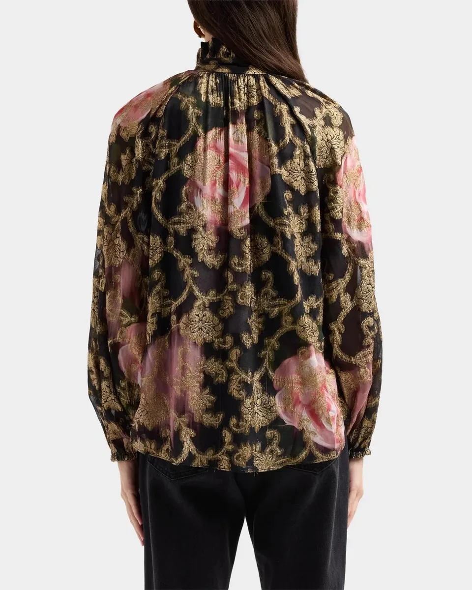 Ungaro Palmer Metallic Tie-Neck Blouse | Thumbnail 4 Ungaro Palmer Metallic Tie-Neck Blouse | Thumbnail 4