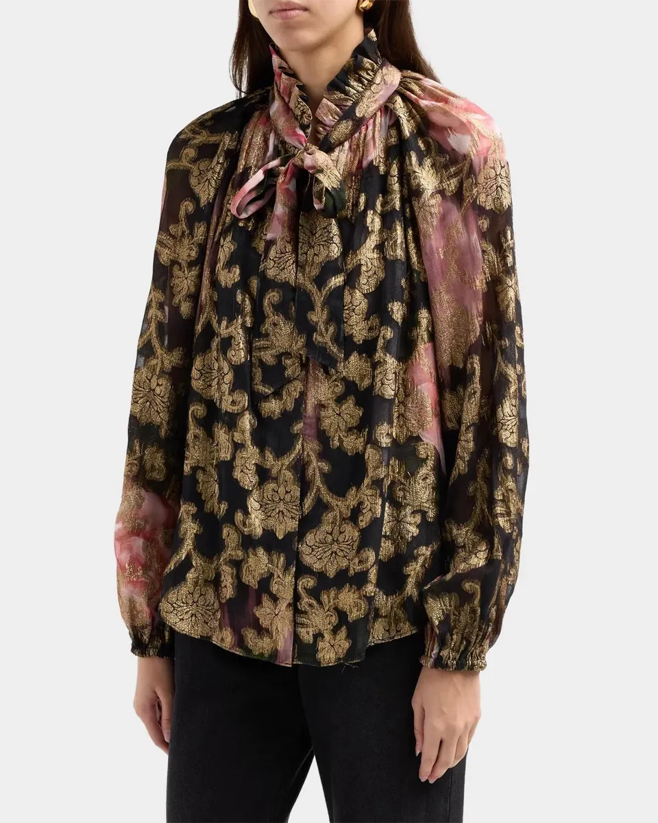 Ungaro Palmer Metallic Tie-Neck Blouse | Thumbnail 5 Ungaro Palmer Metallic Tie-Neck Blouse | Thumbnail 5