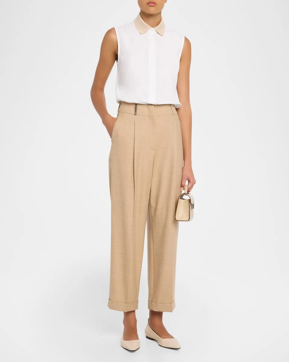 PESERICO Tapered Stretch Wool Crop Pants | Thumbnail 2 PESERICO Tapered Stretch Wool Crop Pants | Thumbnail 2