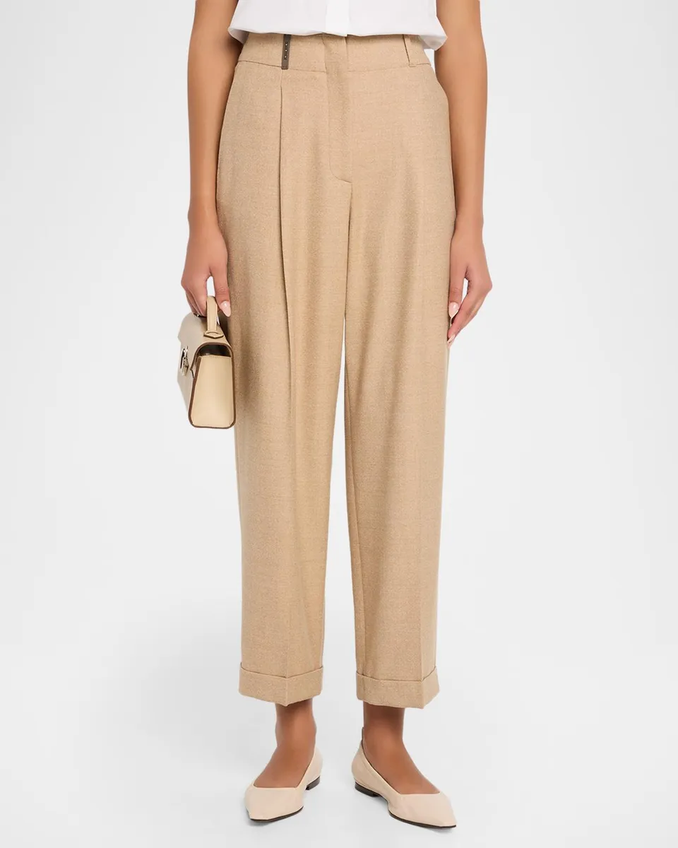 PESERICO Tapered Stretch Wool Crop Pants | Thumbnail 4 PESERICO Tapered Stretch Wool Crop Pants | Thumbnail 4