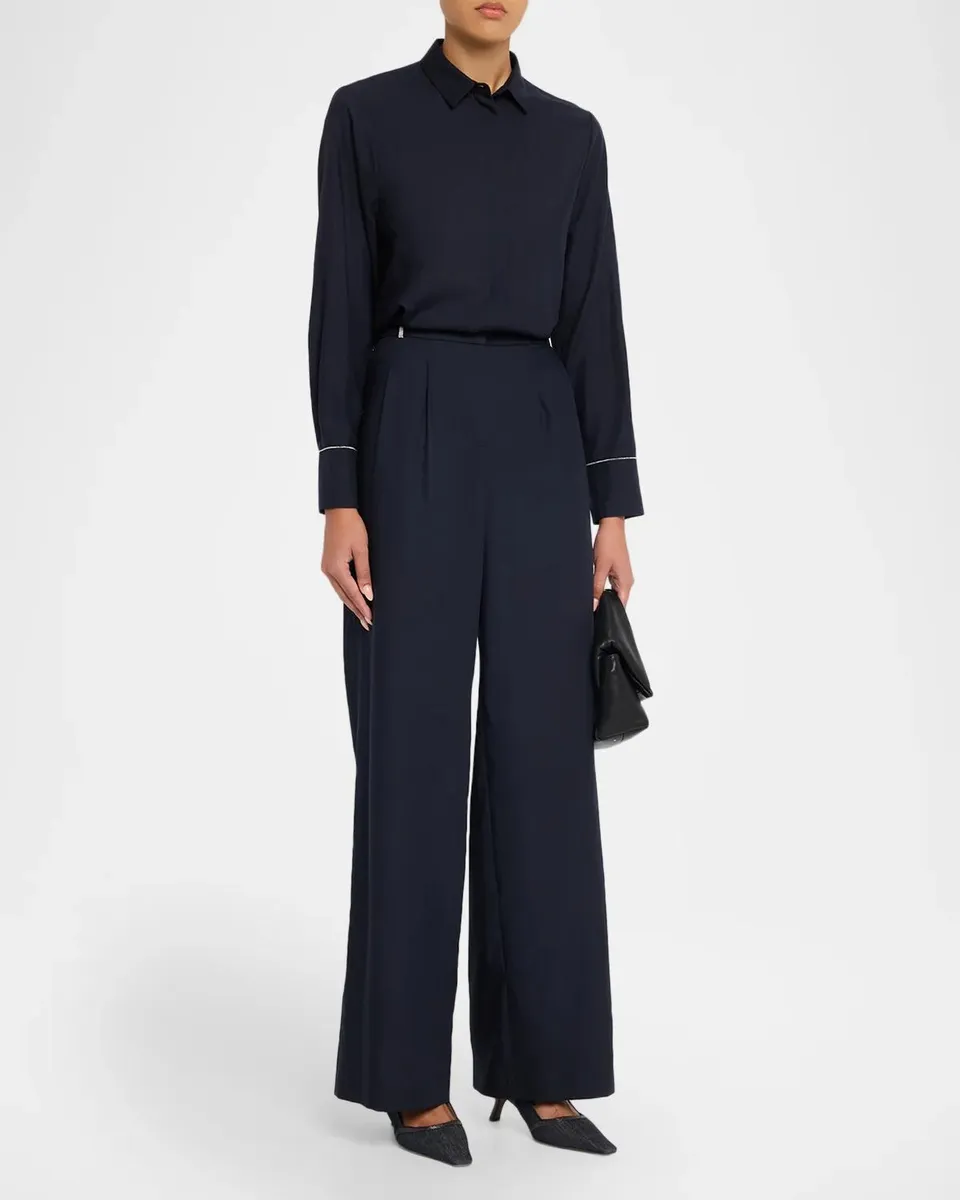 PESERICO Tropical Wool Palazzo Pants | Thumbnail 2