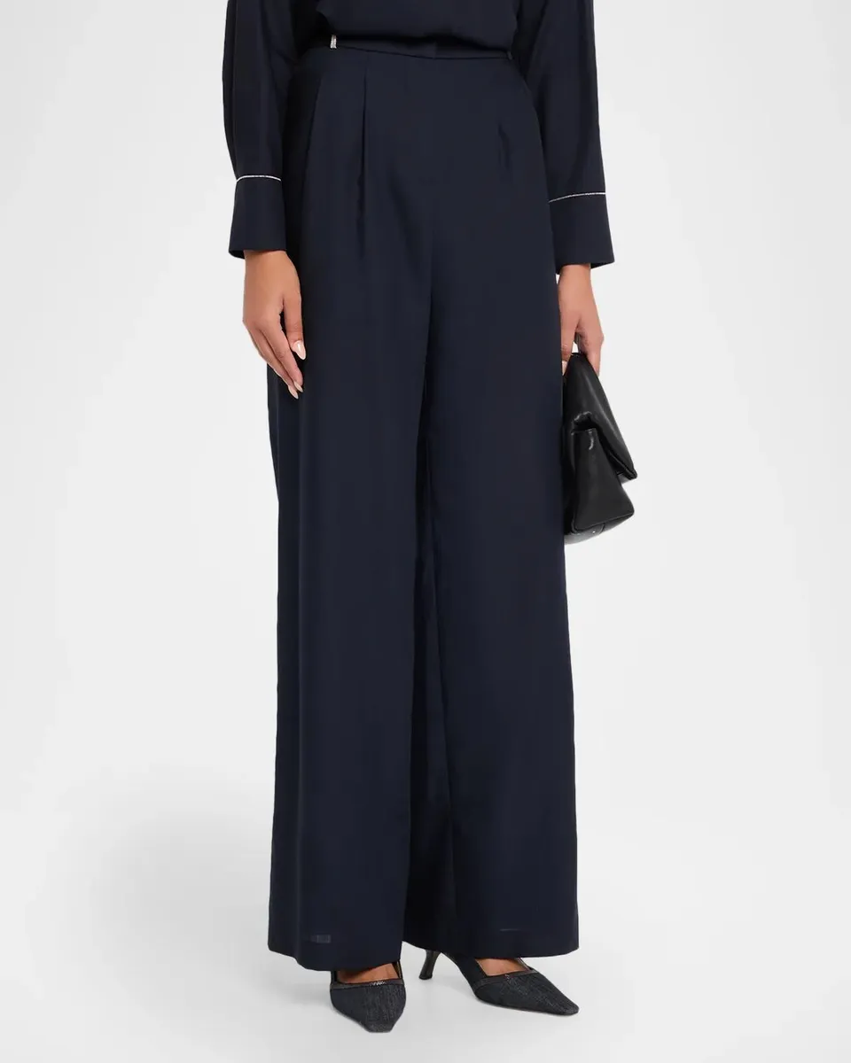 PESERICO Tropical Wool Palazzo Pants | Thumbnail 4