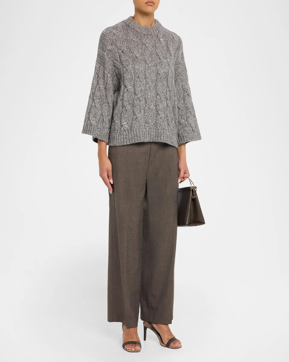 PESERICO Crewneck Sequin Cable-Knit Sweater | Thumbnail 2