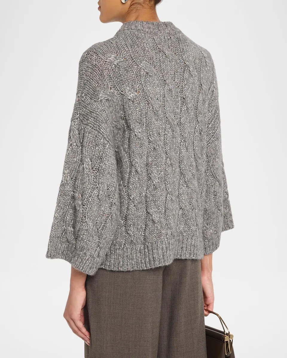 PESERICO Crewneck Sequin Cable-Knit Sweater | Thumbnail 3