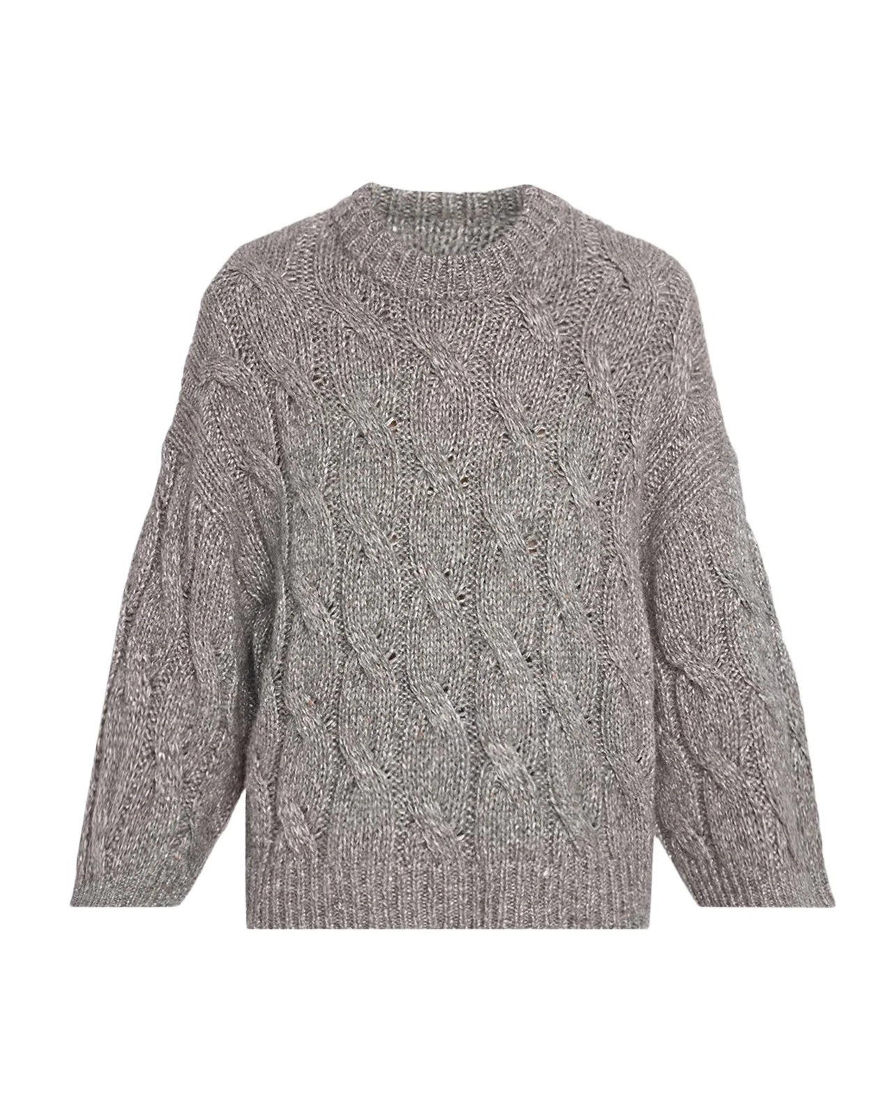 Crewneck Sequin Cable-Knit Sweater Crewneck Sequin Cable-Knit Sweater