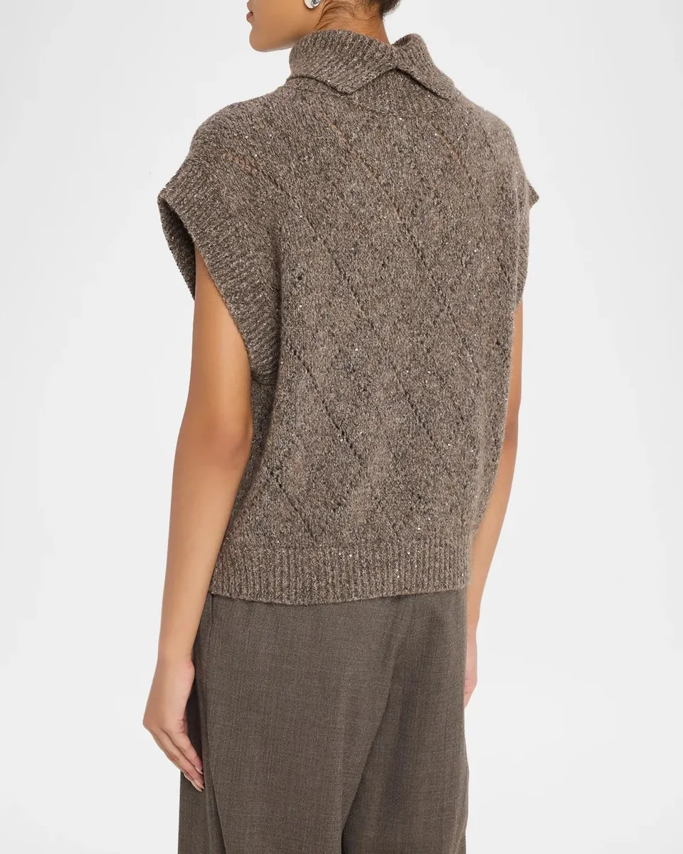 PESERICO Diamond Pointelle Knit Turtleneck Sweater | Thumbnail 3