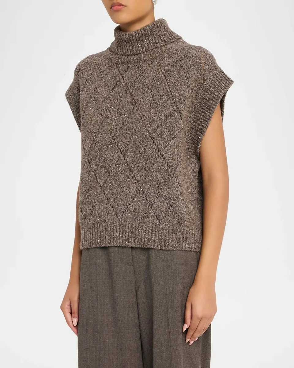PESERICO Diamond Pointelle Knit Turtleneck Sweater | Thumbnail 4