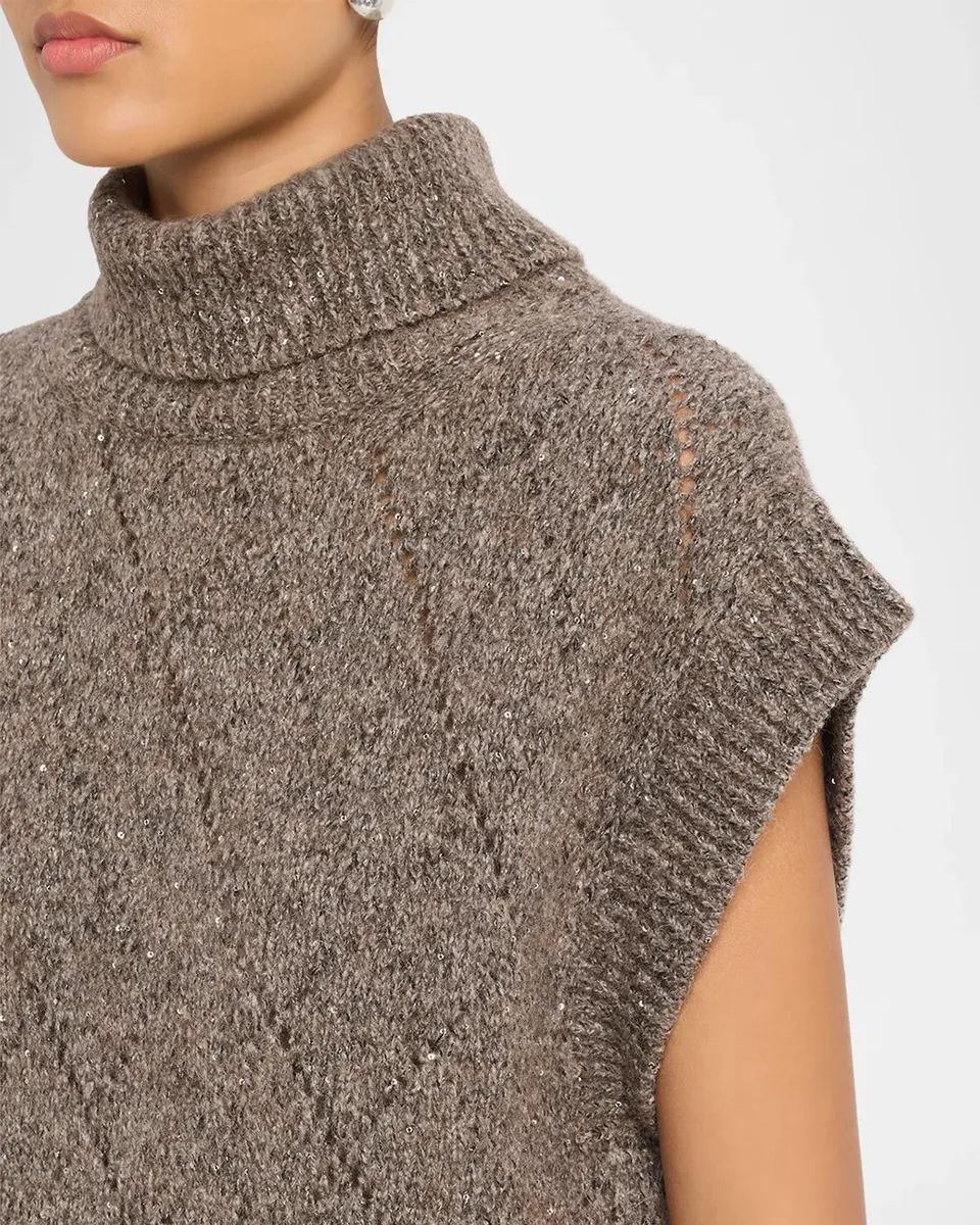 PESERICO Diamond Pointelle Knit Turtleneck Sweater | Thumbnail 5