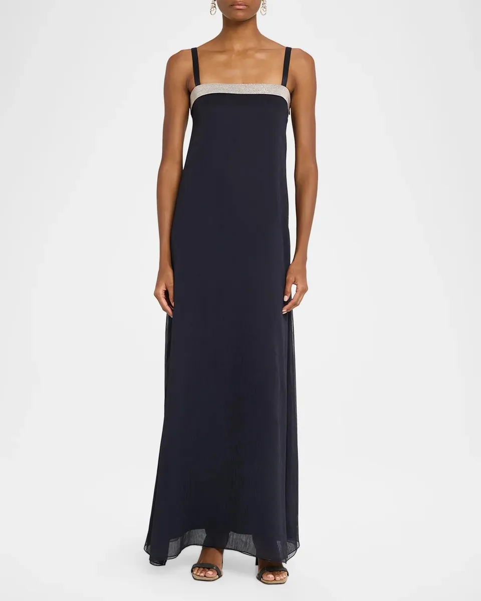 PESERICO Sleeveless Chain-Trim Maxi Dress | Thumbnail 2 PESERICO Sleeveless Chain-Trim Maxi Dress | Thumbnail 2