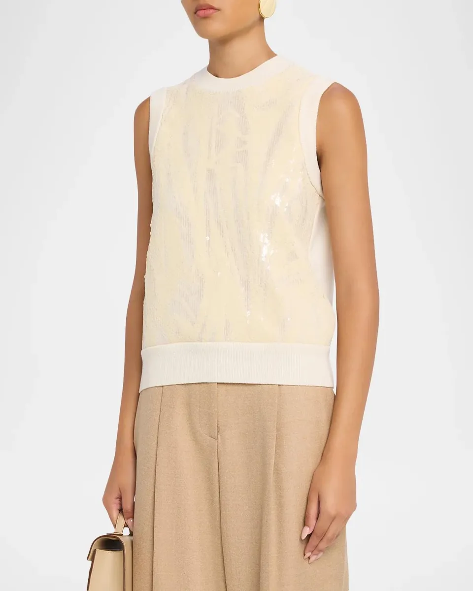 PESERICO Sequin Stretch Knit Tank Top | Thumbnail 4