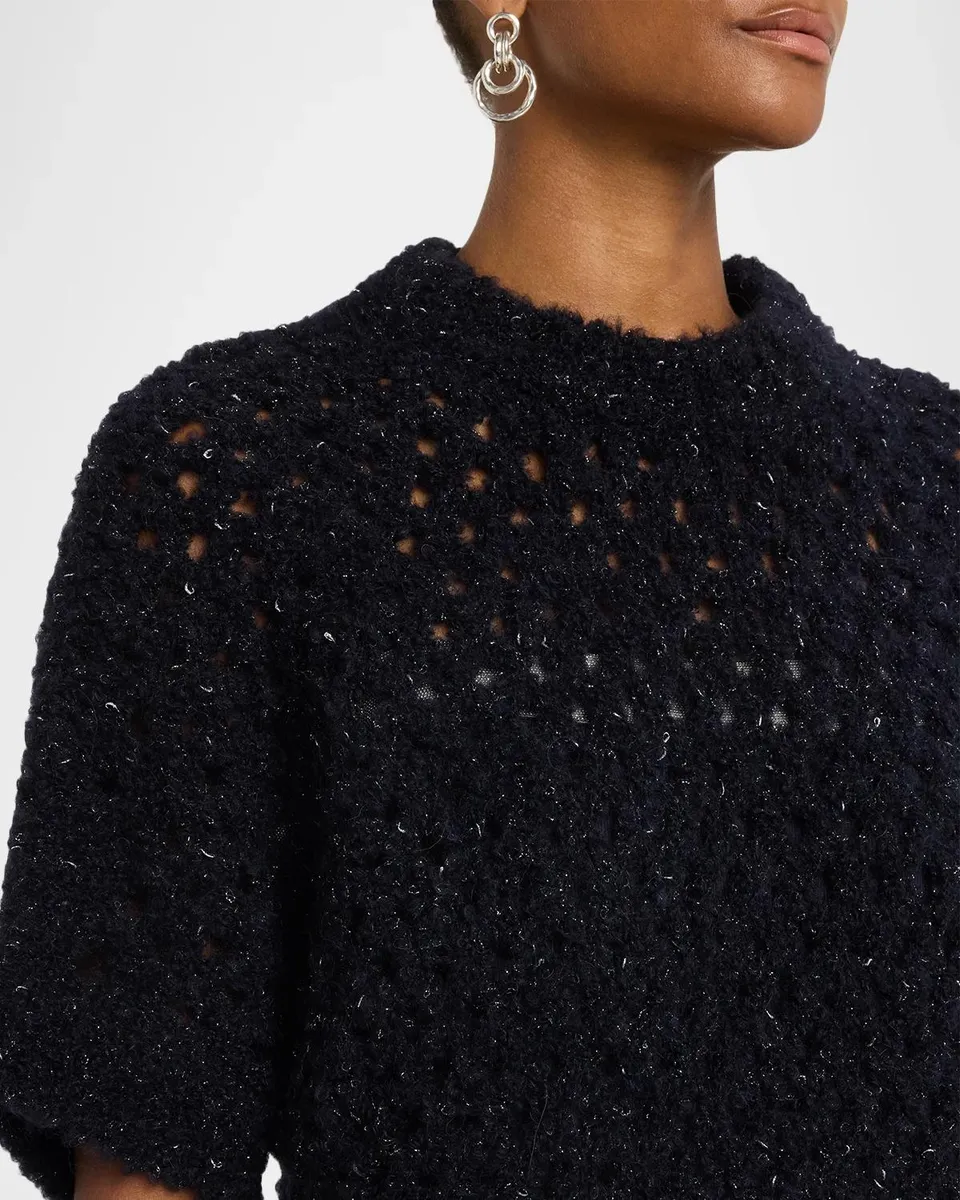 PESERICO Metallic Knitted Stretch-Cotton Sweater | Thumbnail 5