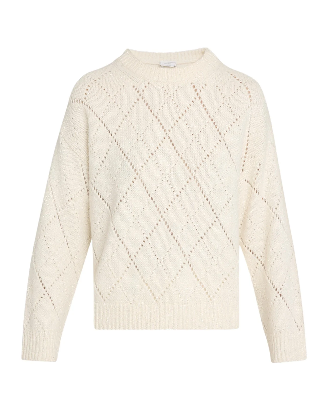 Pointelle Argyle Shimmer Knit Sweater Pointelle Argyle Shimmer Knit Sweater