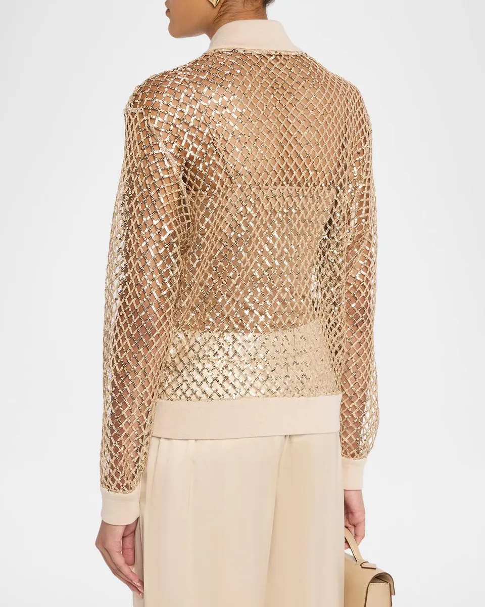 PESERICO Zip-Front Sequin Net Jacket | Thumbnail 3 PESERICO Zip-Front Sequin Net Jacket | Thumbnail 3