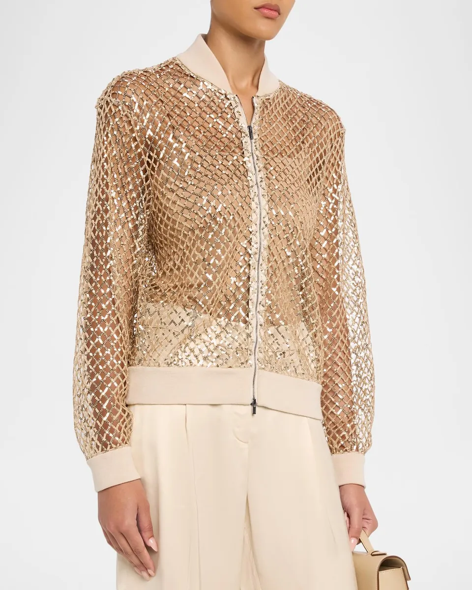 PESERICO Zip-Front Sequin Net Jacket | Thumbnail 4 PESERICO Zip-Front Sequin Net Jacket | Thumbnail 4