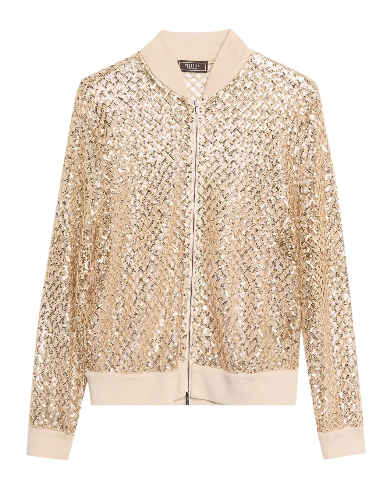 Zip-Front Sequin Net Jacket