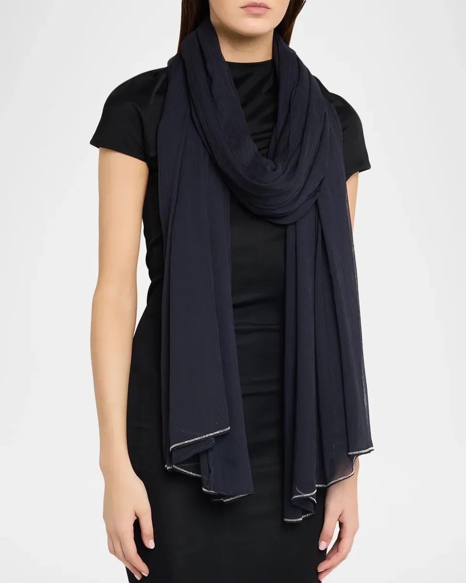 PESERICO Chain-Trim Ribbed Scarf | Thumbnail 3