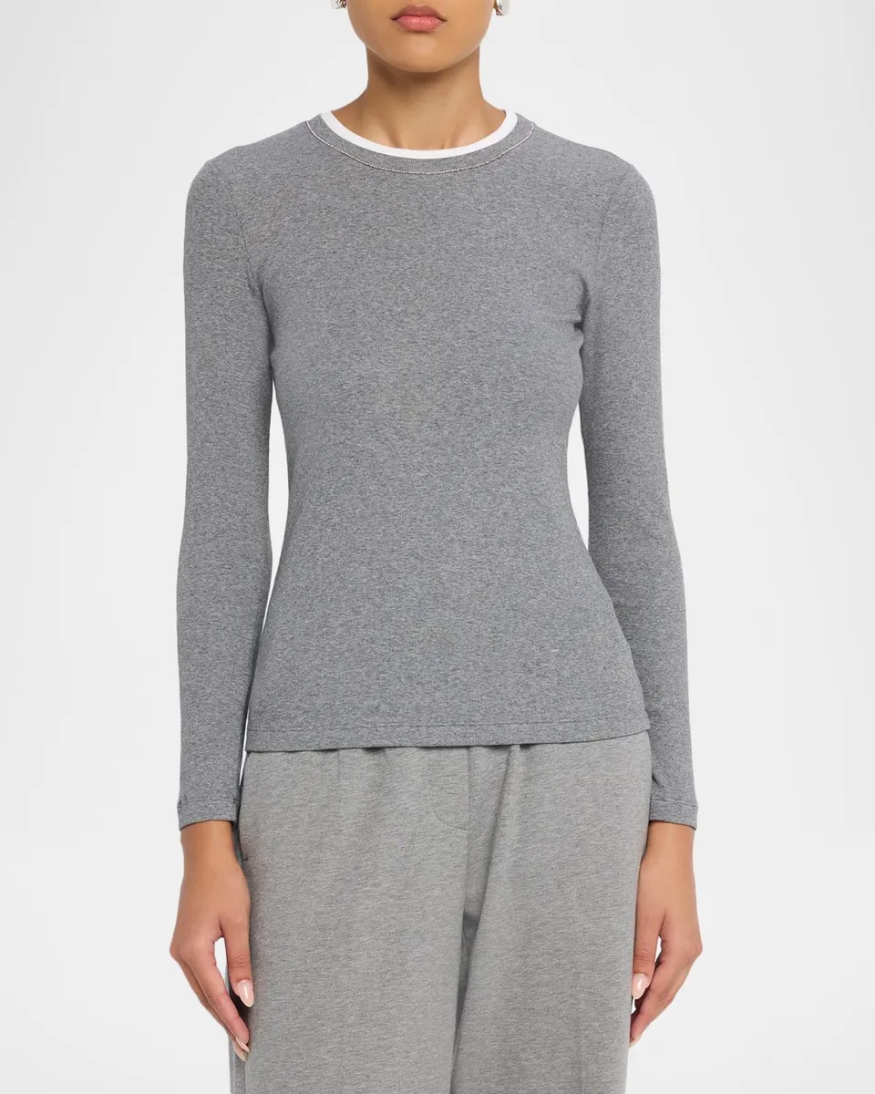 PESERICO Crewneck Contrast-Trim Slim Sweater | Thumbnail 4 PESERICO Crewneck Contrast-Trim Slim Sweater | Thumbnail 4