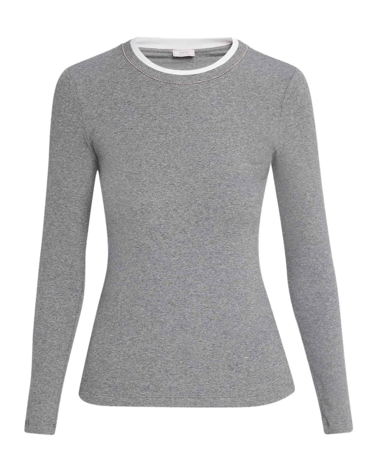 Crewneck Contrast-Trim Slim Sweater Crewneck Contrast-Trim Slim Sweater