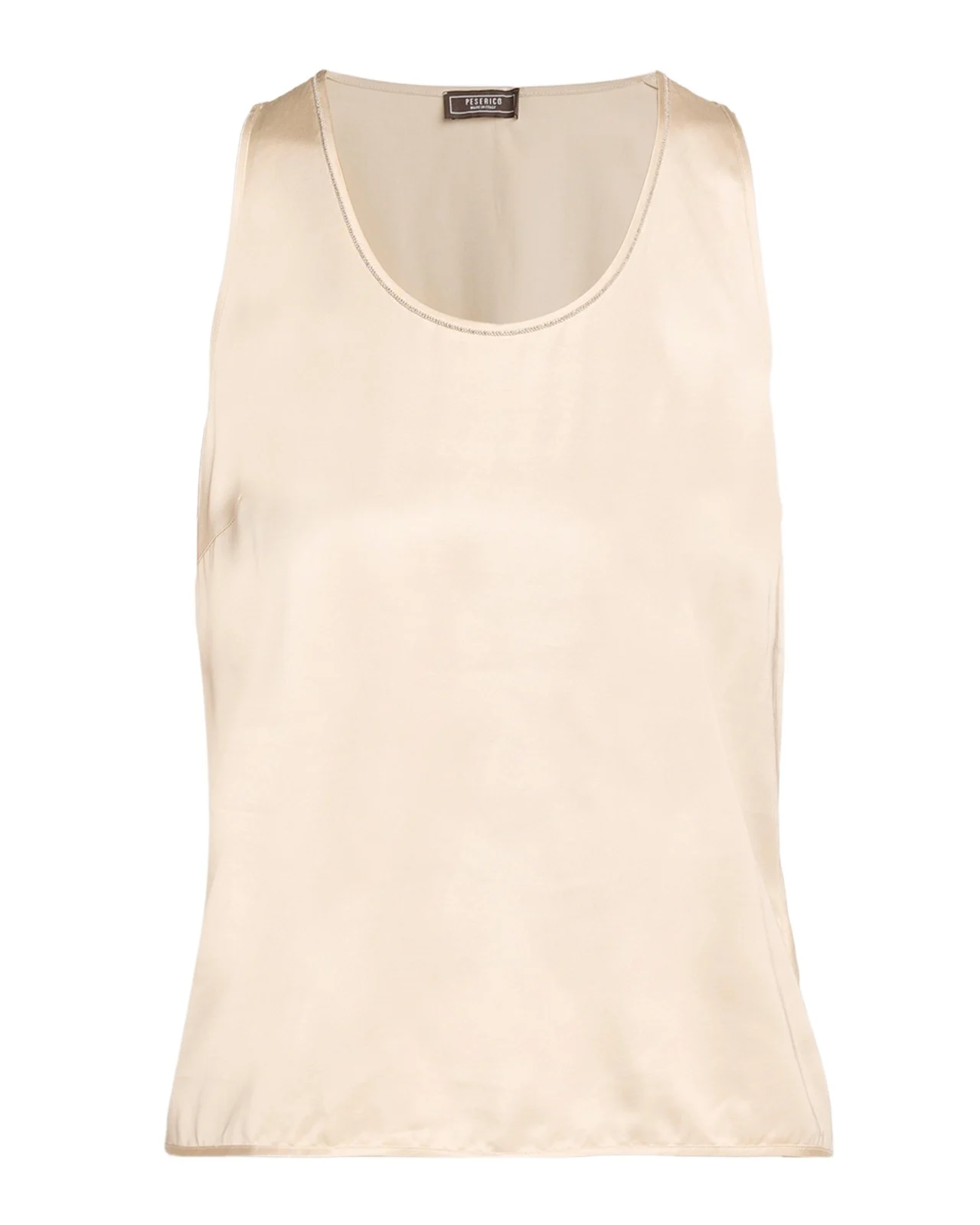 Sleeveless Chain-Trim Scoopneck Top