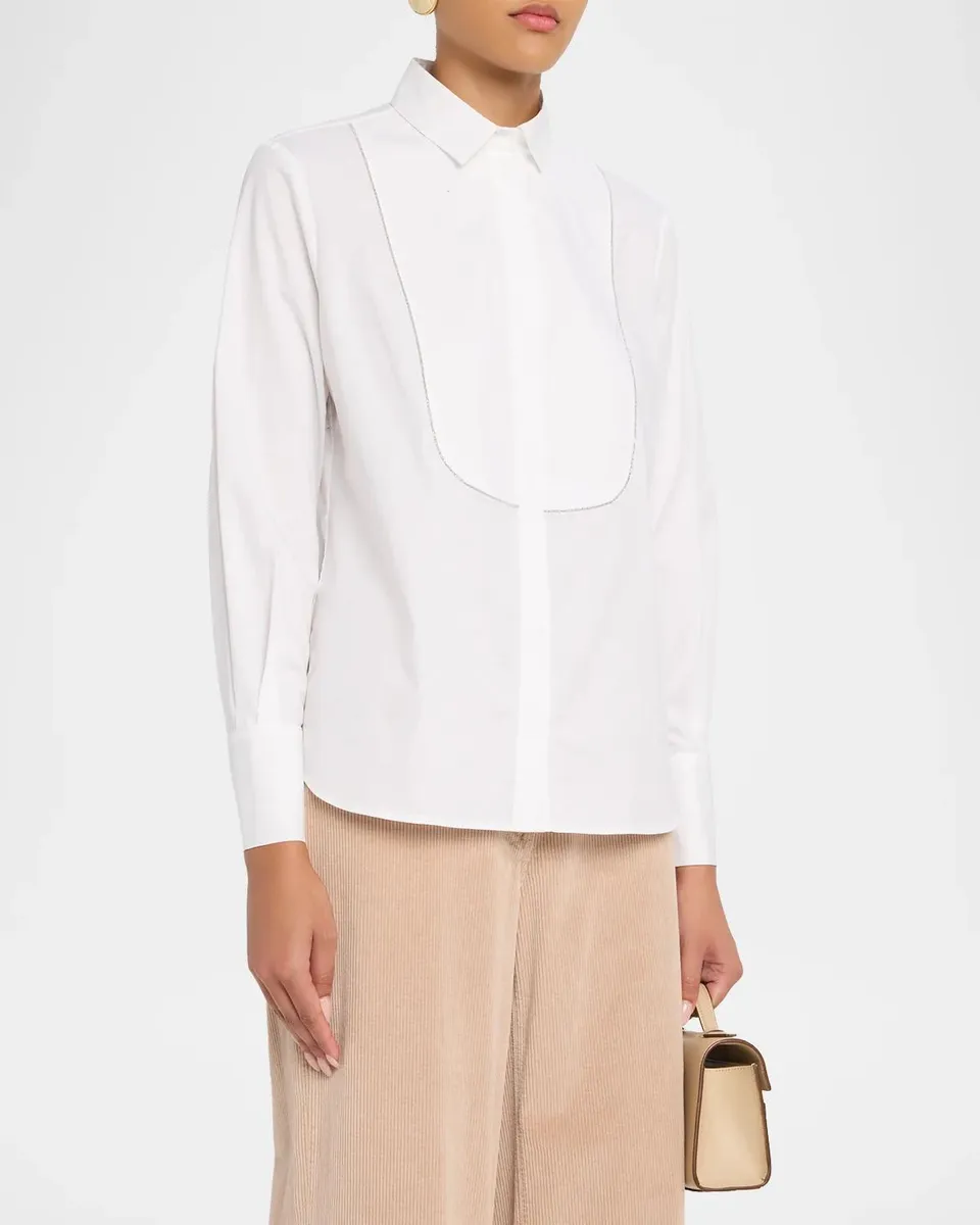 PESERICO Bib-Front Stretch Cotton Shirt | Thumbnail 4 PESERICO Bib-Front Stretch Cotton Shirt | Thumbnail 4