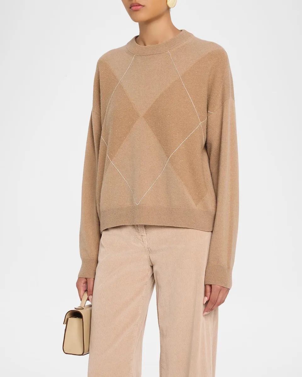 PESERICO Argyle Chain-Trim Crewneck Sweater | Thumbnail 4