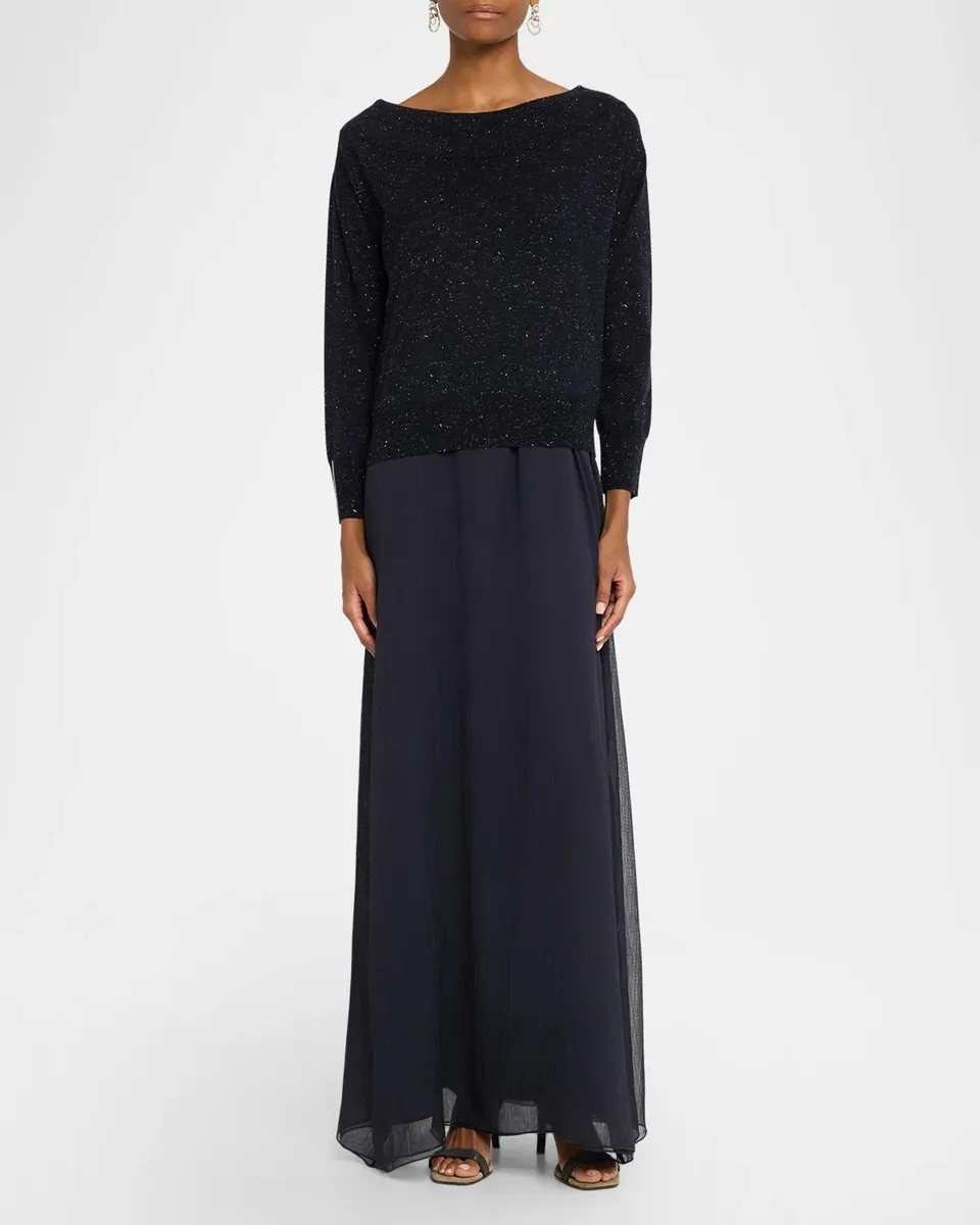 PESERICO Bateau-Neck Shimmer Knit Sweater | Thumbnail 2 PESERICO Bateau-Neck Shimmer Knit Sweater | Thumbnail 2
