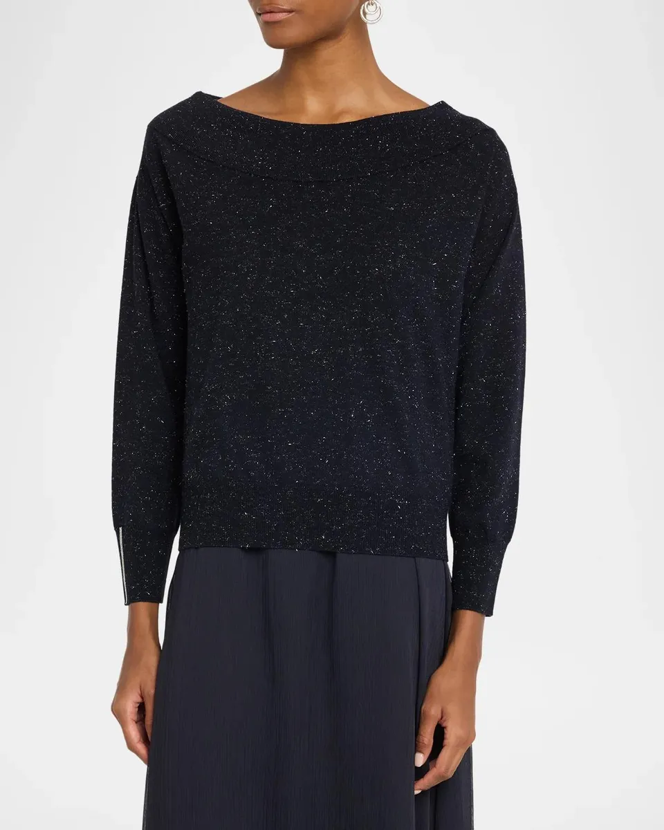 PESERICO Bateau-Neck Shimmer Knit Sweater | Thumbnail 4 PESERICO Bateau-Neck Shimmer Knit Sweater | Thumbnail 4