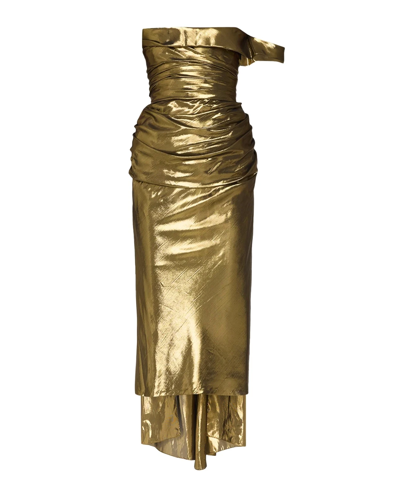 Sergio Hudson Lamé Asymmetric Fitted Cocktail Dress