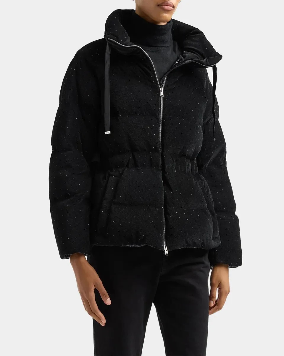 HERNO Shiny Velvet High-Neck Drawstring Puffer Jacket | Thumbnail 5 HERNO Shiny Velvet High-Neck Drawstring Puffer Jacket | Thumbnail 5